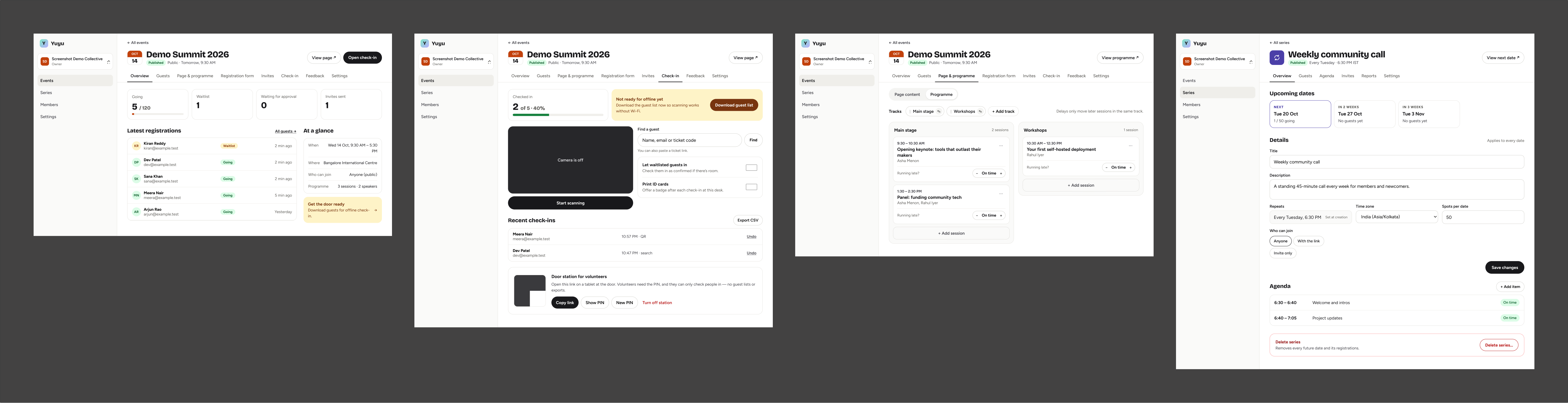 Yuyu reference board: Managing an event